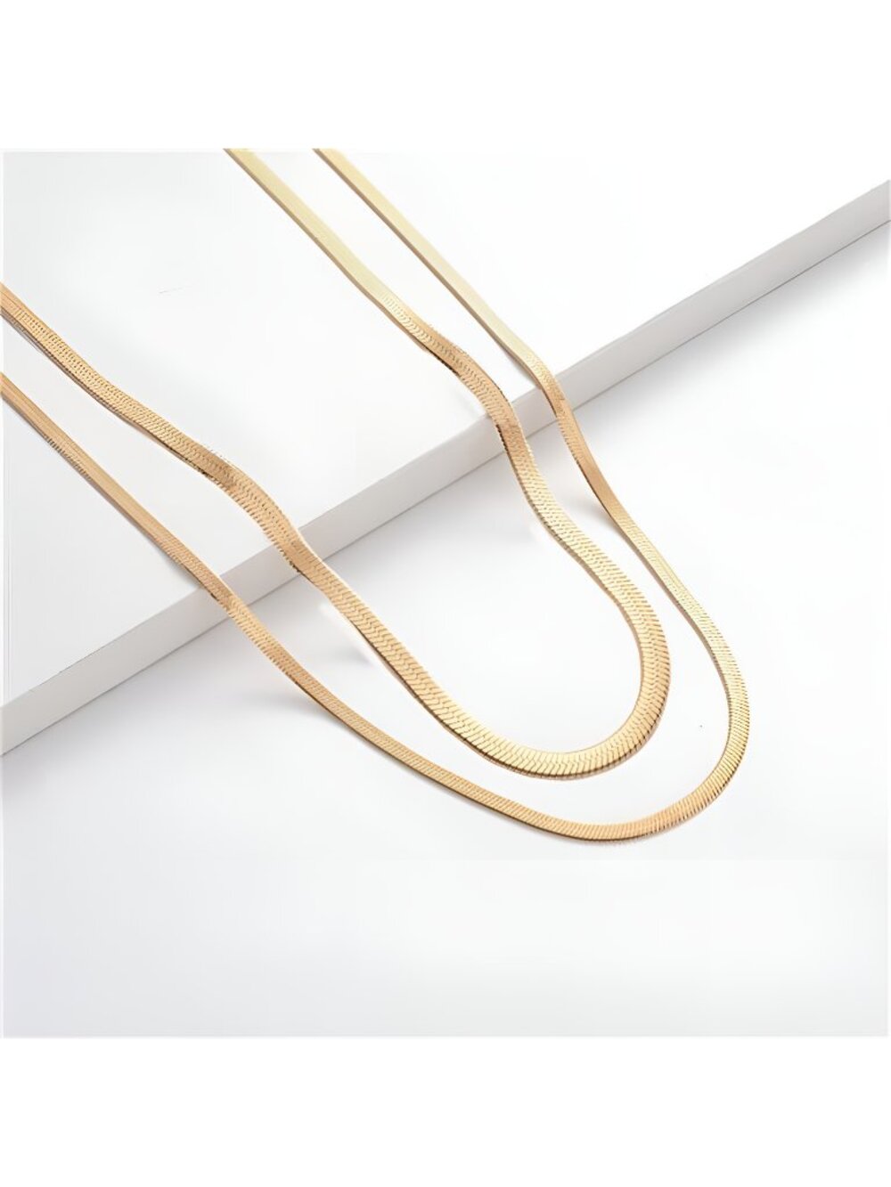 Herringbone Necklace,14K Gold Necklaces, Layered Gold Necklace for Women